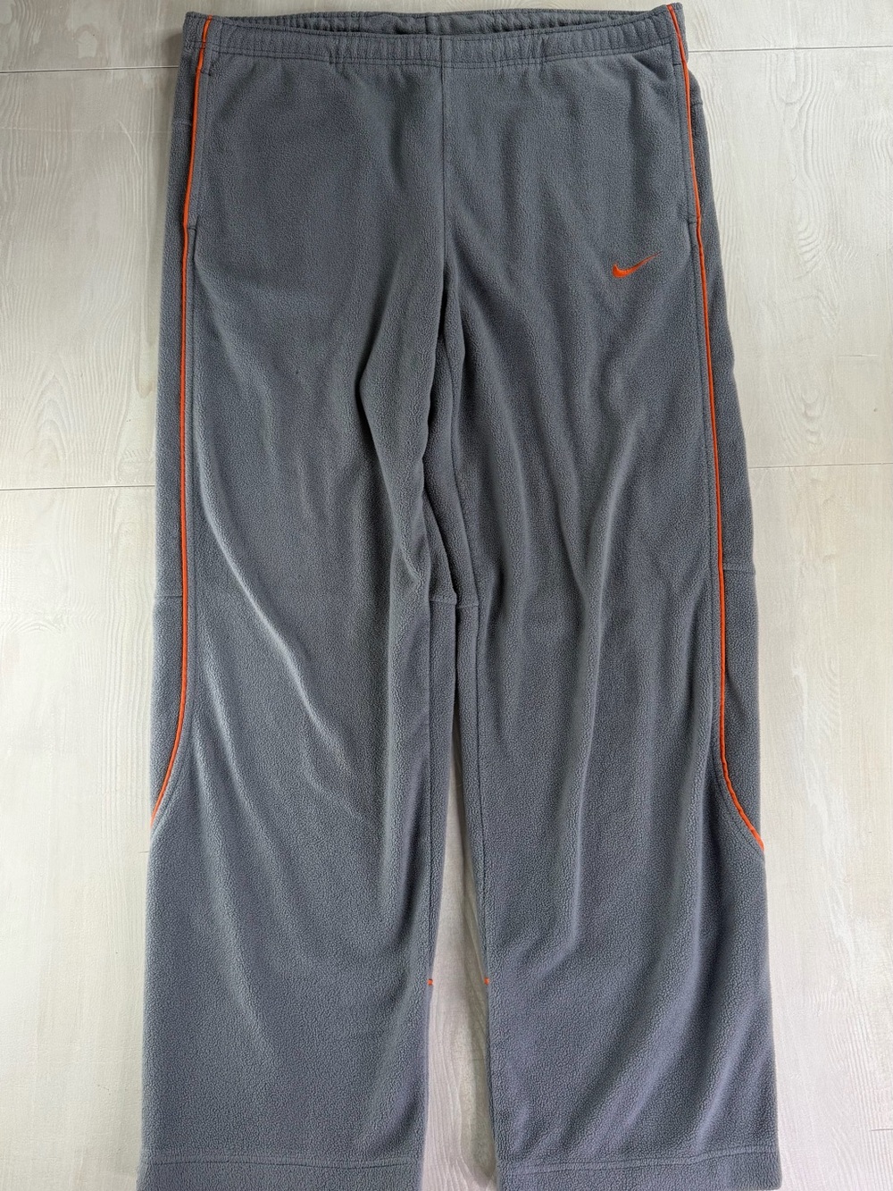 Vintage Nike Gray Fleece Joggers with Orange Piping